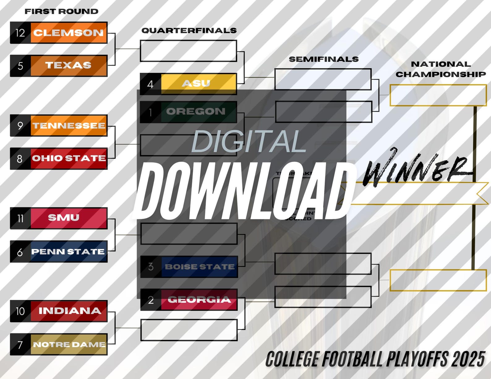 2025 College Football Championship Bracket DIGITAL DOWNLOAD Etsy