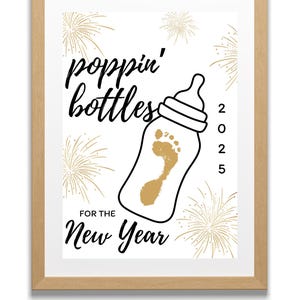 Poppin&#39; Bottles DIGITAL DOWNLOAD | New Years Footprint Craft | Baby and Toddlers Craft | New Year’s Eve 2025