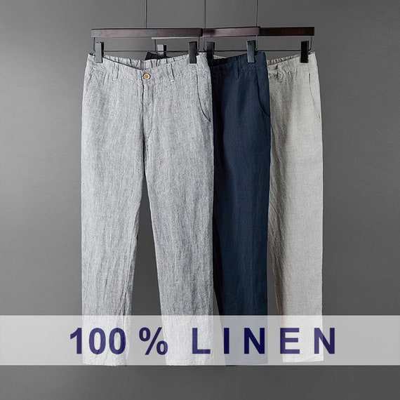 100% Linen Pants/man Pure Linen Pants 