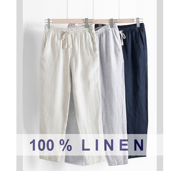 100% Linen Pants/mens Pure Linen 