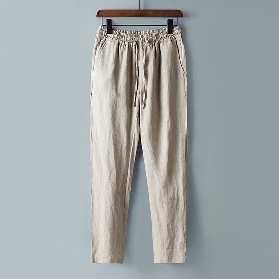 Pure Linen Pants/men Linen Straight 