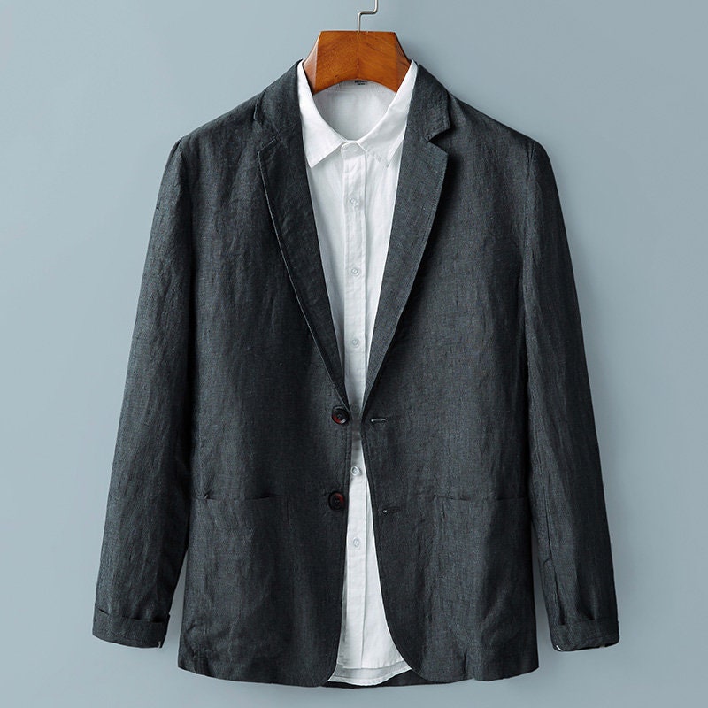 100 Linen Mens suit thin linen casual business suit in solid Etsy