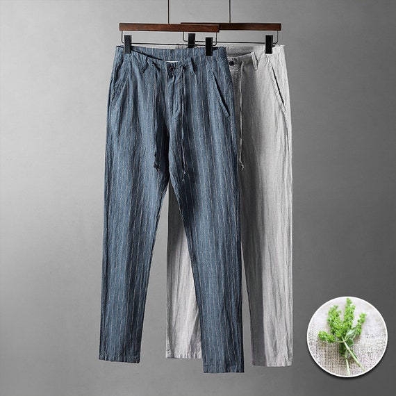 Cotton Pants/mens Striped Linen - Etsy 