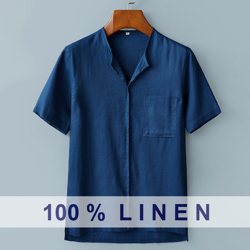 Man 100% linen t-shirt linen top Men's loose casual linen | Etsy