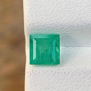 Natural Zambian Emerald: 0.75 Carat Square Cut Gemstone