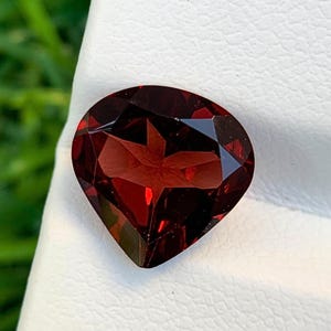 Mozambique Garnet Heart: Faceted Red Gemstone, January Birthstone