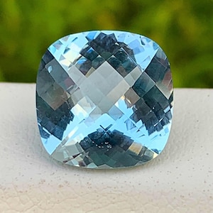 Natural Swiss Blue Topaz: 5.90 Cts Cushion Cut Gemstone