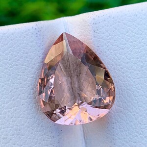 Peach Pink Pear Morganite Gemstone: 3.85 Cts, 11x13mm, October Birthstone
