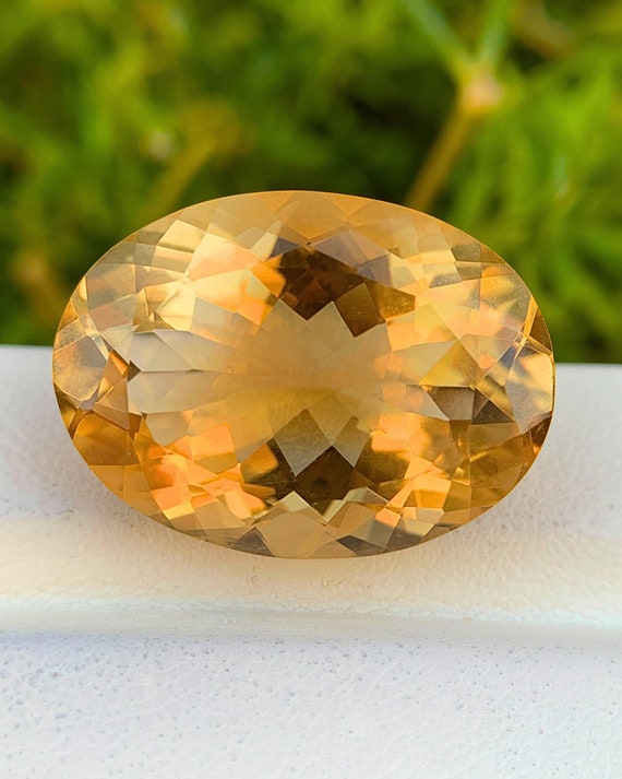 Natural Citrine Gemstone: Oval Faceted Cut, November Birthstone