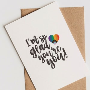 Zo blij dat jij JIJ bent » Leuke grappige wenskaart » VDay Anniversary Love Dating Pride Queer Love is Love Card » Coming Out Card
