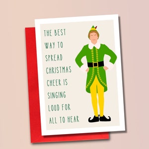 Buddy The Elf Weihnachtsstimmungs-Grußkarte » Lustige Weihnachtskarte » Feiertagsfilm-Zitate » Weihnachtskarte für Her Him Kinder » Santa's Coming!