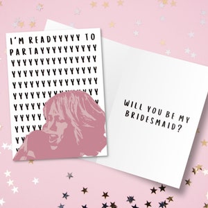 Estoy lista para la fiesta » Película de damas de honor Kristen Wiig » Gracioso ¿Serás mi dama de honor dama de honor » Tarjeta de felicitación enviada a usted y sobre