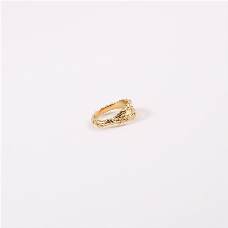 Titanium Hammered Textured ring Gold Concrete Twisted Rope Ring Gold Band Chunky Ring Thick Gold Ring Thick Stacking Rings Stackable Rings