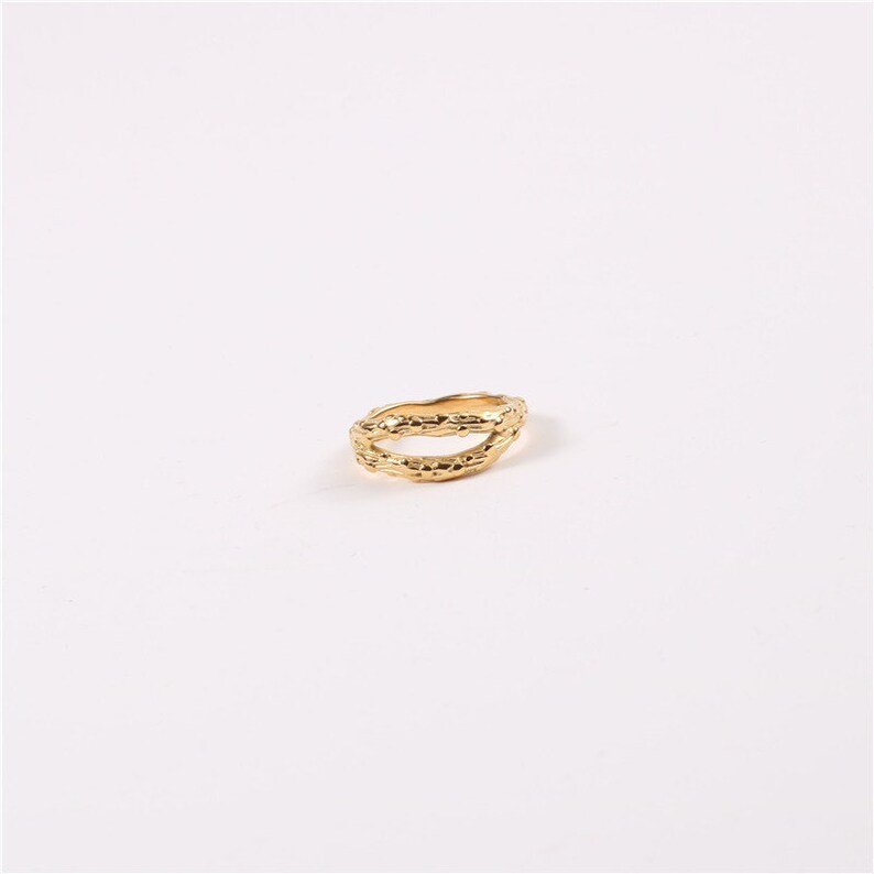Titanium Hammered Textured ring Gold Concrete Twisted Rope Ring Gold Band Chunky Ring Thick Gold Ring Thick Stacking Rings Stackable Rings