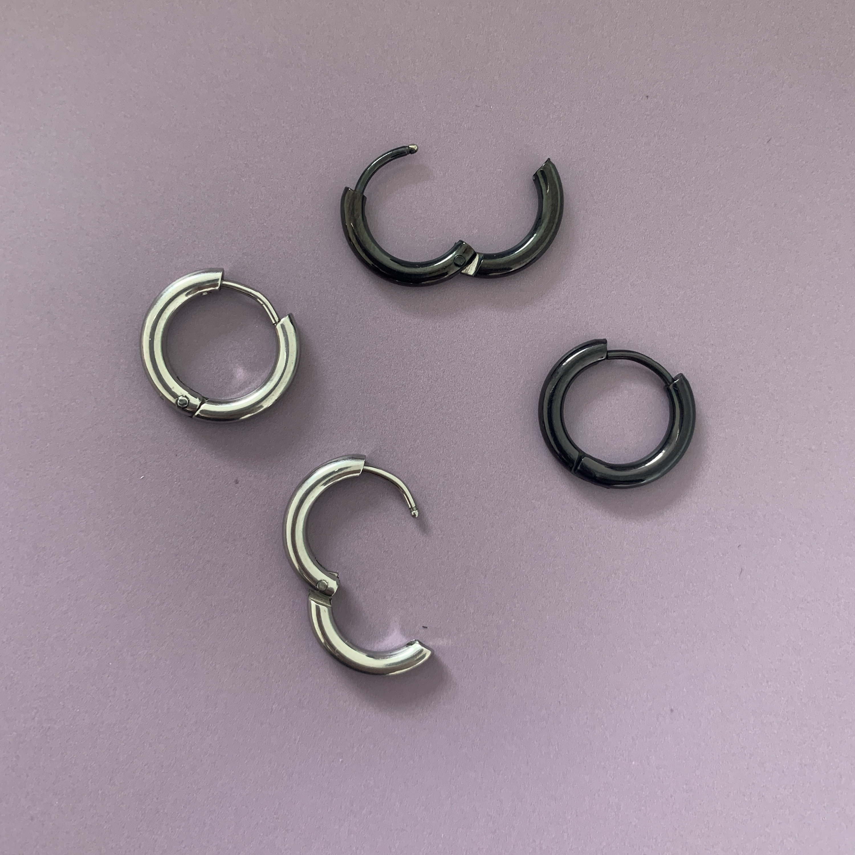 Titanium steel 2.0mm Hipster Black Hoop Earrings Hoops Simple Etsy