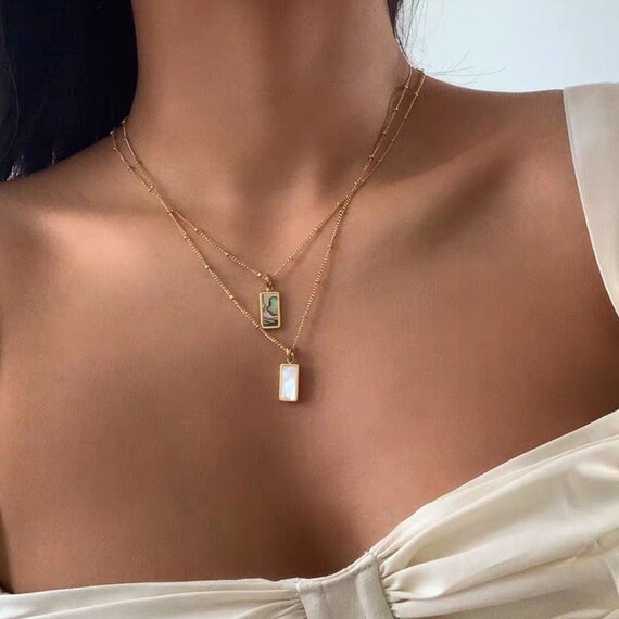Dainty Square Emerald Charm Choker 