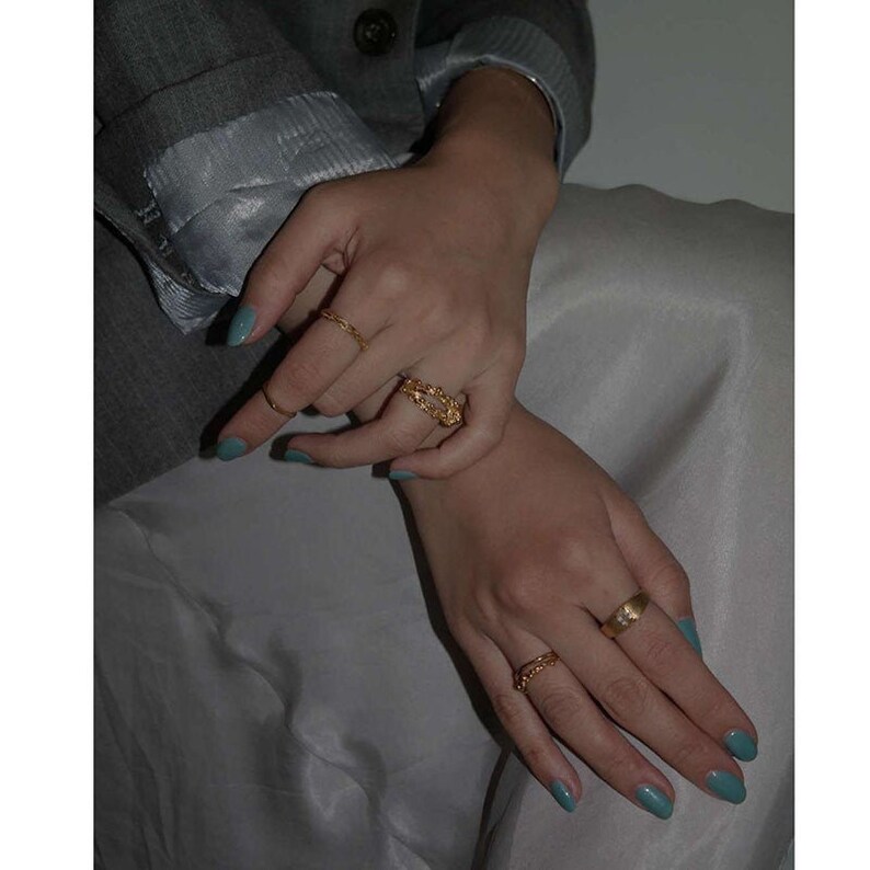 Titanium Hammered Textured ring Gold Concrete Twisted Rope Ring Gold Band Chunky Ring Thick Gold Ring Thick Stacking Rings Stackable Rings