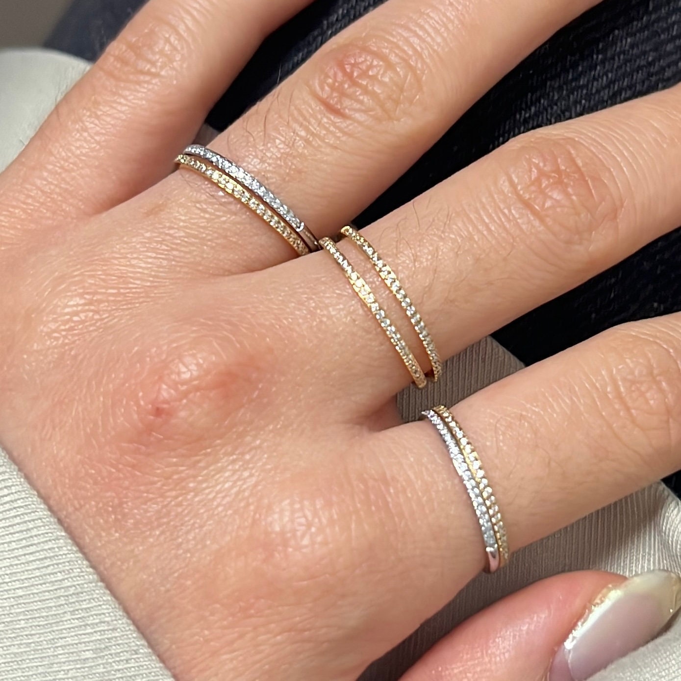 Ultra Thin Pave Band Etsy Australia