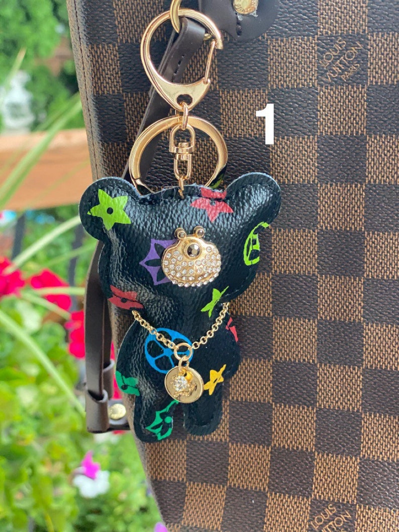 Handmade teddy bear lv keychain Etsy