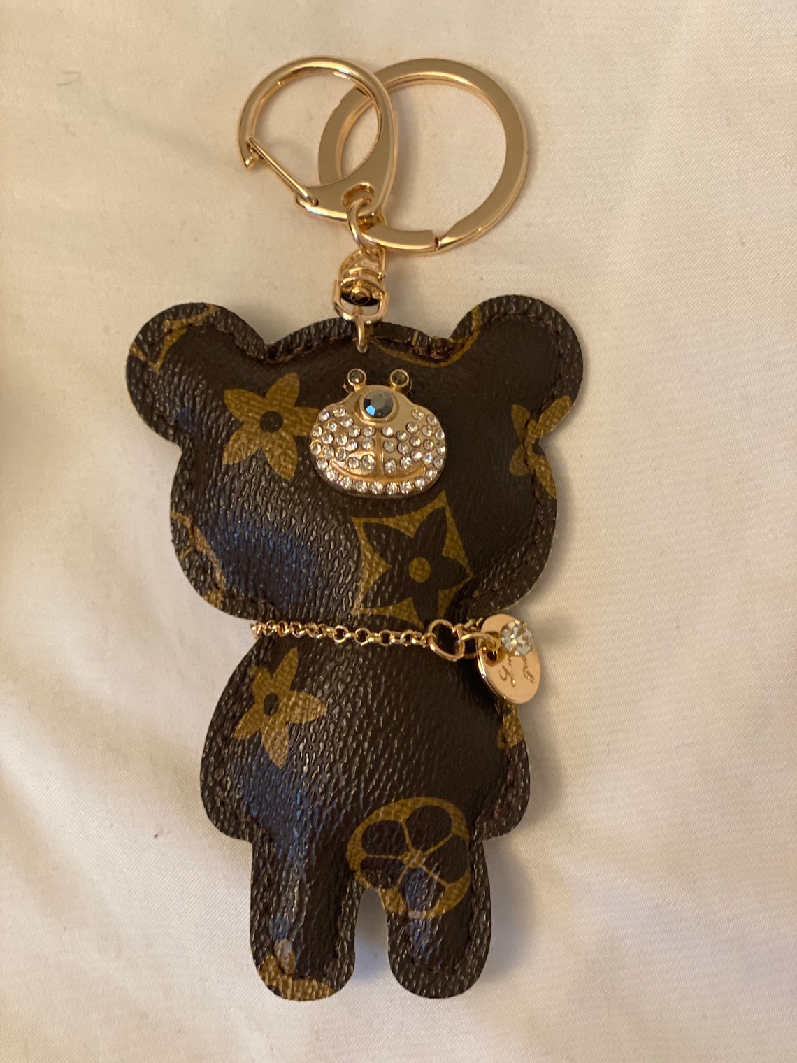 Handmade teddy bear lv keychain Etsy