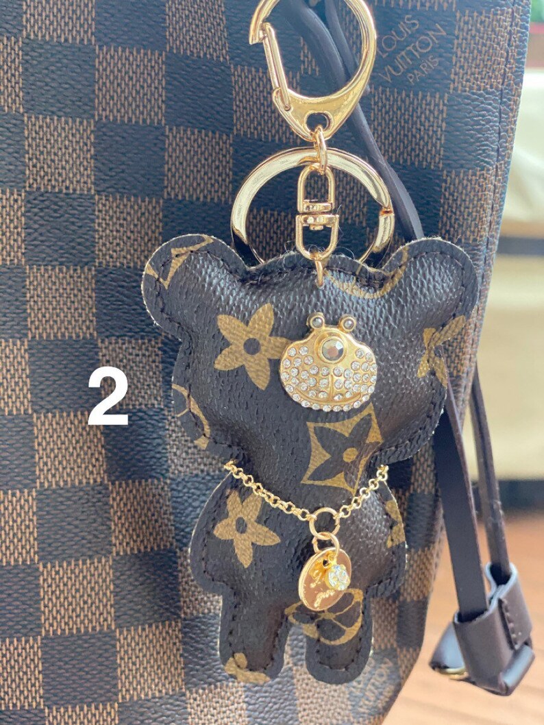 Handmade teddy bear lv keychain Etsy