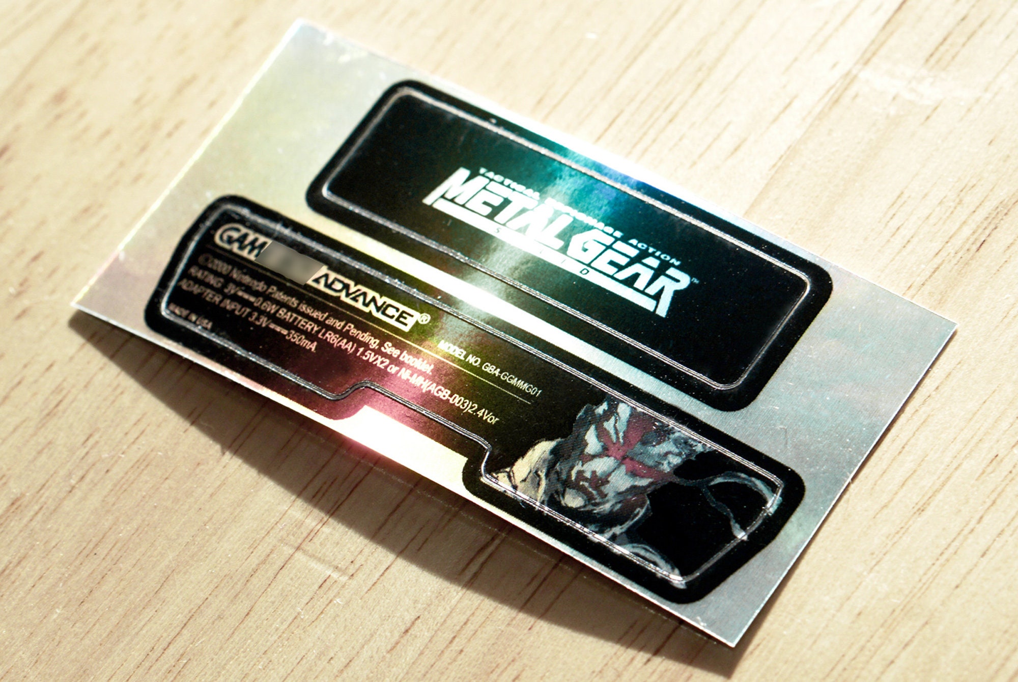 Gameboy Advance GBA Metal Gear Solid Holographic Back Sticker Set