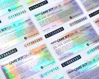 Gameboy Color GBC zilveren holografische achterkantstickerset
