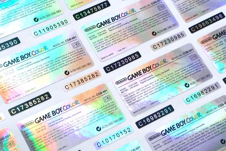 Custom Gameboy Color Sticker Gameboy Color GBC Silver Holographic Back Sticker Set - Etsy