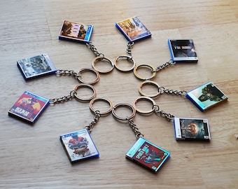Mini PS4/PS5 Holographic Game Cover Keychain with Metal Ring — Gamer Collectible Gift for Keys