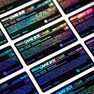 Gameboy Color GBC Holographic Back Sticker Set