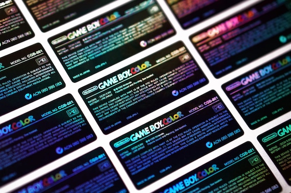 Gameboy Color GBC Holographic Back Sticker Set