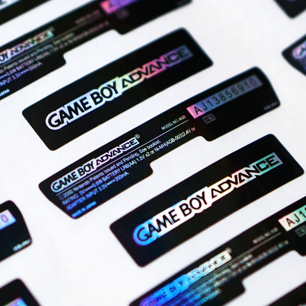 Gameboy Advance GBA Holographic Back Sticker Set