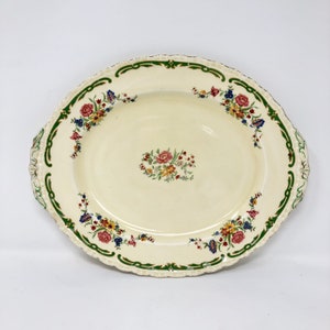 vintage Grindley England ivory ware small floral platter - pattern 193 - impressed 09 - 11.5&quot; x 9.5&quot;