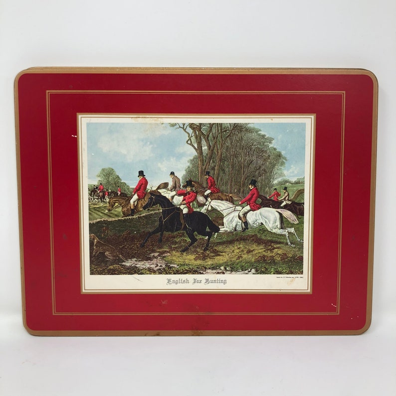Pimpernel Set of 6 Vintage English Fox Hunting Cork Backed Etsy