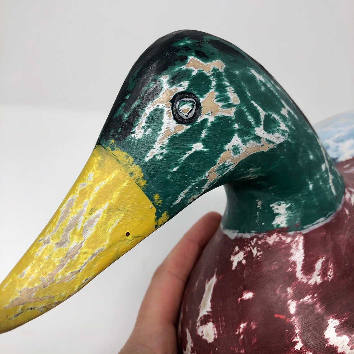 Vintage Hand Carved Wooden Duck Decoy Etsy