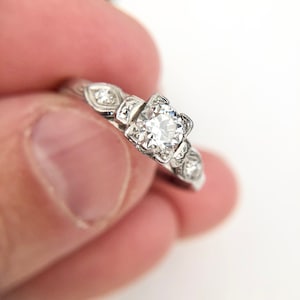 art deco .54 total carat weight European colourless diamond platinum ring size approx. 8.75 appraisal included