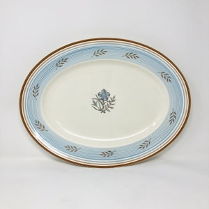 vintage Empire England Bramhall patter large platter - 16.5&quot; x 12.5&quot; - gold and light blue platter - art deco kitchen