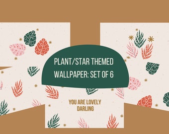 Plant + Star Themed Wallpaper: Set of 5