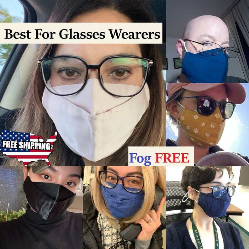 Facemask for Glasses Wearers No Fog Professional Look Japanese Cotton