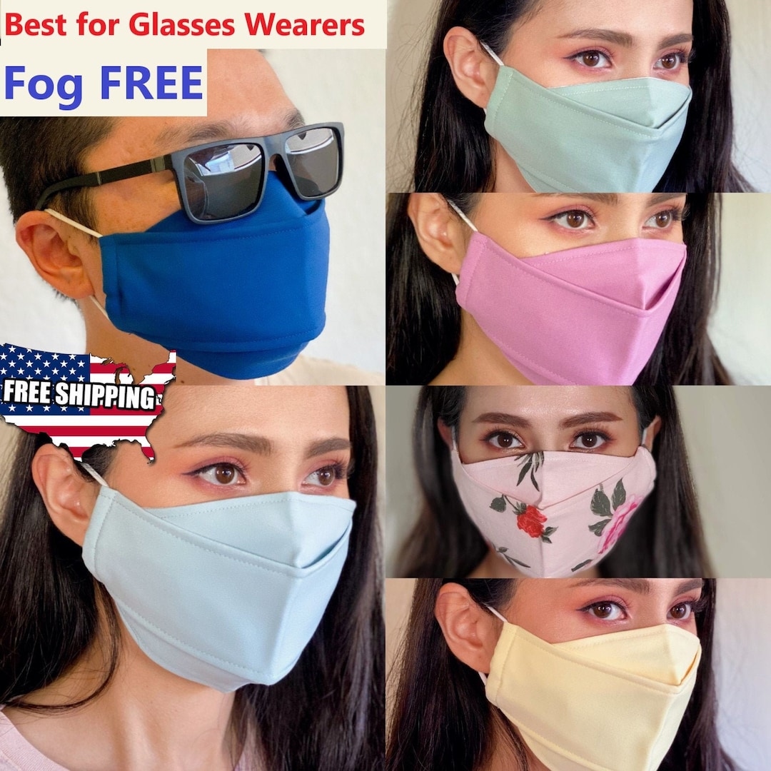 Mask for Glasses Wearers Anti Fog, QUICK Ship Japanese Cotton 3D Face