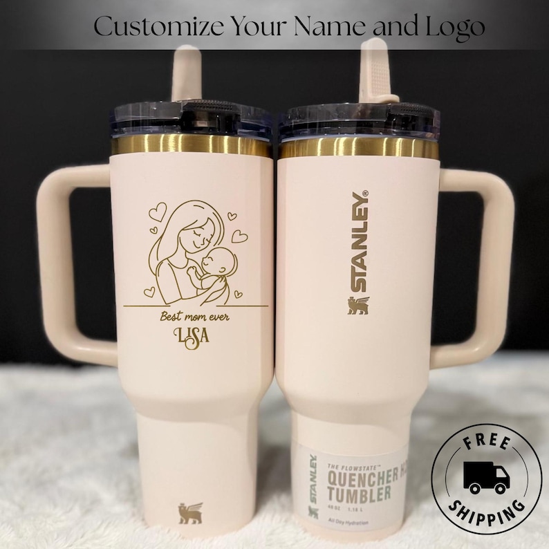 Personalized Stanley Quencher ProTour Flip Straw 40oz laser engraved tumbler, Mother Day gift for mom, grandma, or nana, stanley quencher, stanley 40 oz, engraved stanley, personalized stanley, mom gift, grandma gift, nana gift, mother day gift, mama tumbler, custom name cup, flip straw tumbler, engraved tumbler, gift for mom