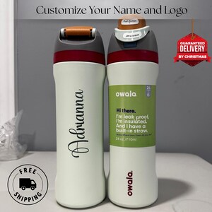 Personalized Owala Water Bottle 24oz Engraved Sports Bottle with Straw and Lid Corporate Gifts Custom Drink Bottle Personalized Name Tumbler