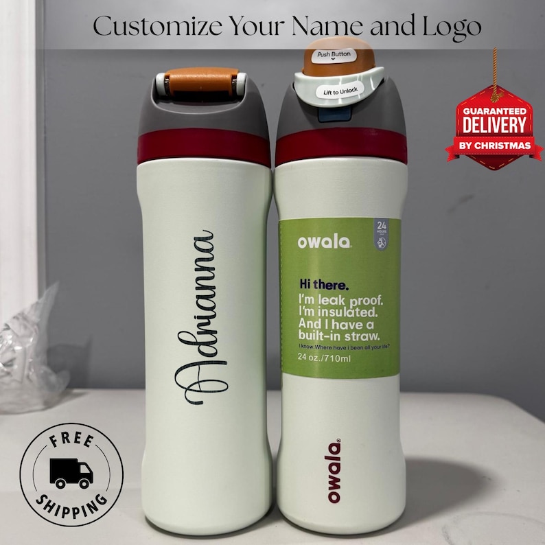 Personalized Owala Water Bottle 24oz Engraved Sports Bottle with Straw and Lid Corporate Gifts Custom Drink Bottle Personalized Name Tumbler