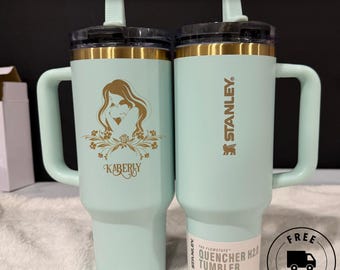 Vaso térmico Stanley Quencher ProTour Flip Straw de 40 oz con grabado láser personalizado / Regalo para mamá y abuela / Vaso térmico para el Día de la Madre