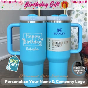 Custom Happy Birthday Engraved 40oz Tumbler Laser Printing Name Lover Gifts Stanley Cup Gifts For Birthday Trendy Custom Birthday Gifts