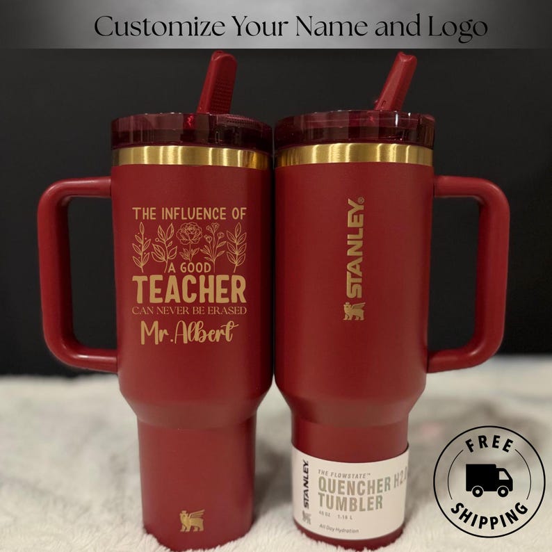 Personalized Stanley Quencher ProTour Flip Straw 40oz laser engraved tumbler, teacher appreciation gift for professor, educator, or school staff, Personalized Stanley Quencher ProTour Flip Straw 40oz Laser Engraved | Teacher Appreciation Gift | Professor Sir Educator Tumbler