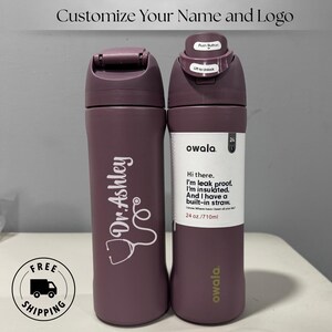 Personalized Owala 24oz FreeSip water bottle, engraved name, custom gift for nurses, doctors, medical staff, RN graduation present, nursing student gift, hospital staff, stainless steel tumbler, engraved Owala cup, leak-proof, custom 24oz, nurse appreciation, Personalized Owala 24oz FreeSip Water Bottle, Engraved Name, Nurse, Doctor & Medical Staff Gift, RN Graduation, Hospital Staff