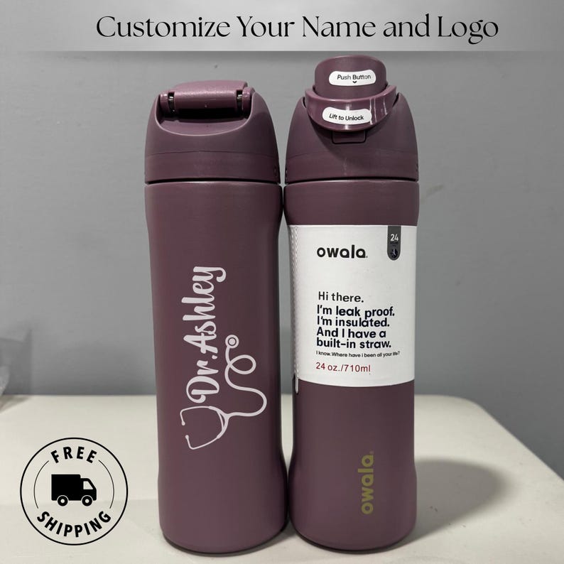 Personalized Owala 24oz FreeSip water bottle, engraved name, custom gift for nurses, doctors, medical staff, RN graduation present, nursing student gift, hospital staff, stainless steel tumbler, engraved Owala cup, leak-proof, custom 24oz, nurse appreciation, Personalized Owala 24oz FreeSip Water Bottle, Engraved Name, Nurse, Doctor & Medical Staff Gift, RN Graduation, Hospital Staff