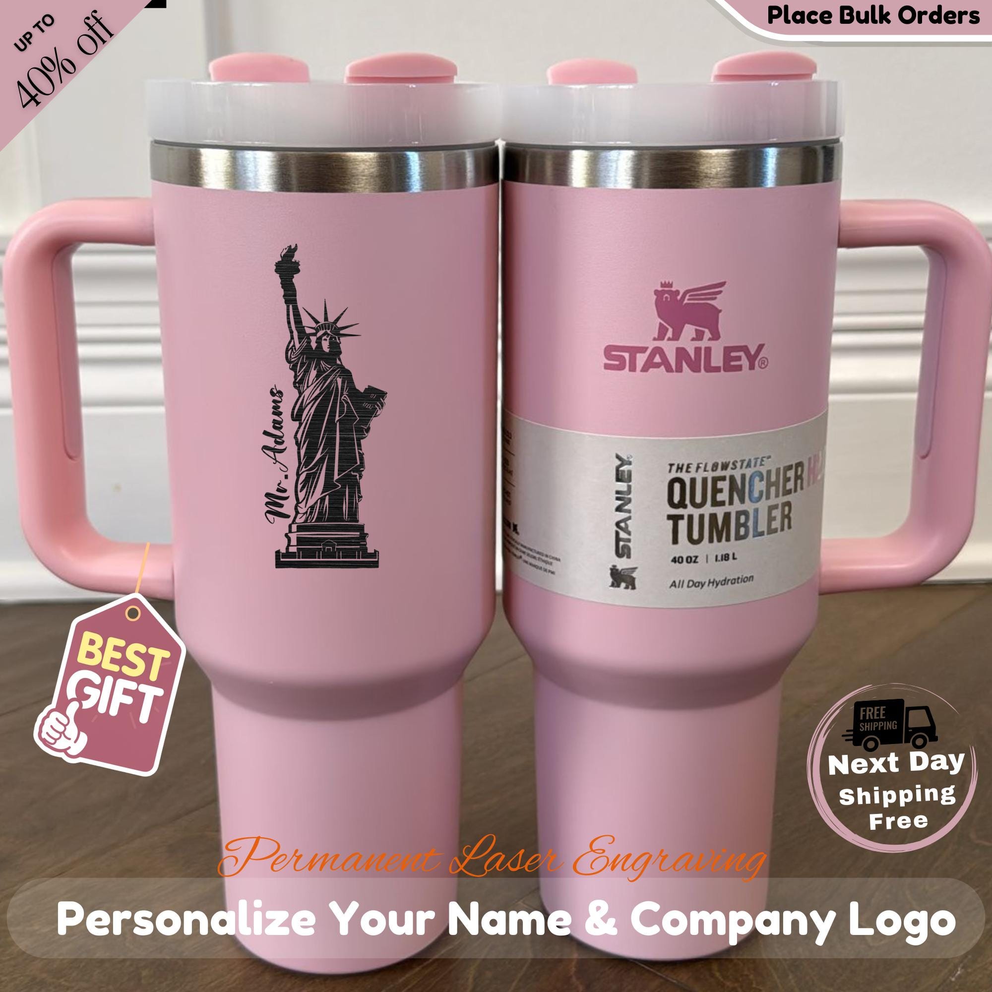 Statue of Liberty Design Stanley Cup 40oz - 4th of July Custom Tumbler, Memorial Day Gift, Personalized Engraved Name, Fast Shipping
