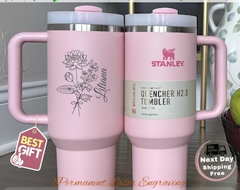 Vaso Stanley personalizado de 40 oz con nombre grabado con láser, regalo para damas de honor